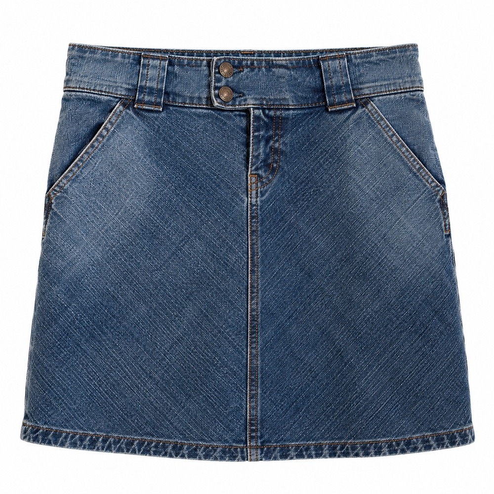 Vintage Gap Jean Mini Skirt Size Two Blue 2004 A Line Double Button Stretch Y2K